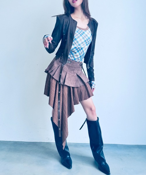 Y2K SYNAPSE FACTORY（ワイツーケー シナプスファクトリー）の「【イレギュラーヘム】レイヤードスカート（スカート・レディース・ブラウン/ブラック・FREE）」の5枚目の写真