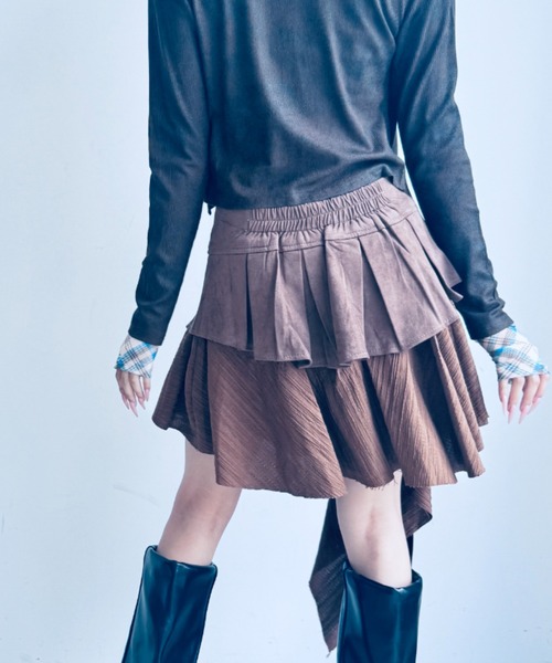 Y2K SYNAPSE FACTORY（ワイツーケー シナプスファクトリー）の「【イレギュラーヘム】レイヤードスカート（スカート・レディース・ブラウン/ブラック・FREE）」の6枚目の写真