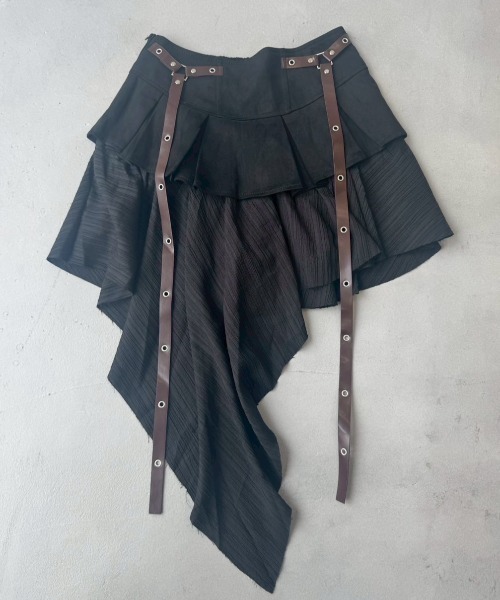 Y2K SYNAPSE FACTORY（ワイツーケー シナプスファクトリー）の「【イレギュラーヘム】レイヤードスカート（スカート・レディース・ブラウン/ブラック・FREE）」の8枚目の写真