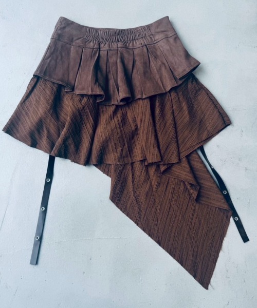 Y2K SYNAPSE FACTORY（ワイツーケー シナプスファクトリー）の「【イレギュラーヘム】レイヤードスカート（スカート・レディース・ブラウン/ブラック・FREE）」の14枚目の写真