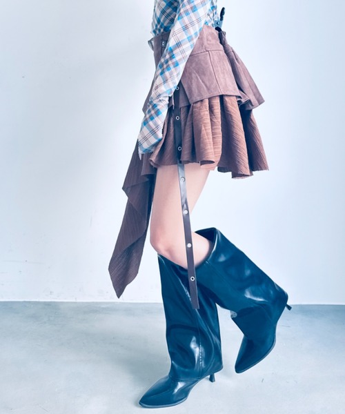 Y2K SYNAPSE FACTORY（ワイツーケー シナプスファクトリー）の「【イレギュラーヘム】レイヤードスカート（スカート・レディース・ブラウン/ブラック・FREE）」の11枚目の写真