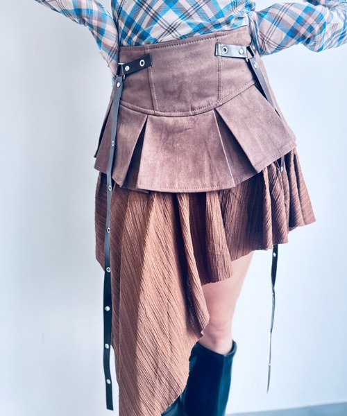 Y2K SYNAPSE FACTORY（ワイツーケー シナプスファクトリー）の「【イレギュラーヘム】レイヤードスカート（スカート・レディース・ブラウン/ブラック・FREE）」の12枚目の写真