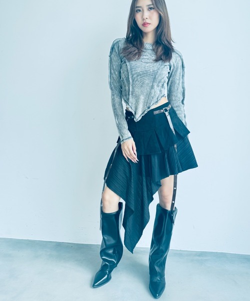 Y2K SYNAPSE FACTORY（ワイツーケー シナプスファクトリー）の「【イレギュラーヘム】レイヤードスカート（スカート・レディース・ブラウン/ブラック・FREE）」の17枚目の写真