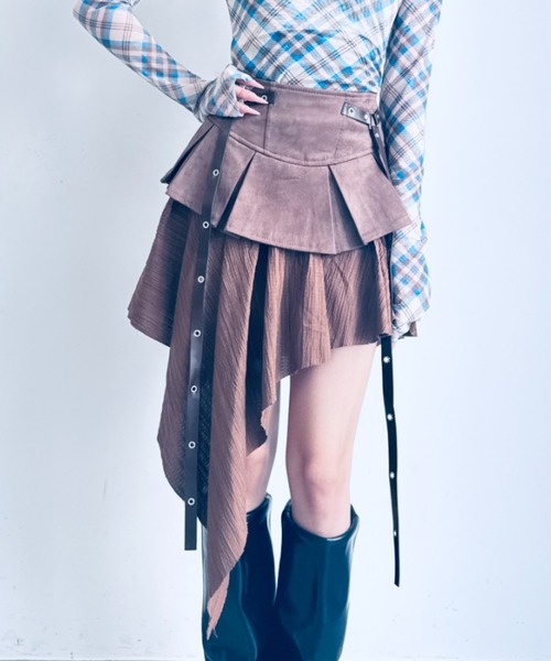 Y2K SYNAPSE FACTORY（ワイツーケー シナプスファクトリー）の「【イレギュラーヘム】レイヤードスカート（スカート・レディース・ブラウン/ブラック・FREE）」の21枚目の写真