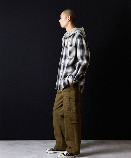 NUMBER (N)INE（ナンバーナイン）の「BRUSHED COTTON OMBRE PLAID FLANNEL HOODIE SHIRT / コットン オンブレー チェック ロゴ刺繍 フード シャツ（シャツ/ブラウス・メンズ・ベージュ/グレー・2/3/4）」の13枚目の写真