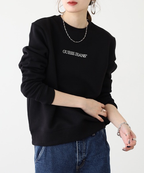 GUESS JEANS(ゲスジーンズ)の「GUESS JEANS GJ CN REG LOGO EMB SWEAT ゲス スウェット 長袖 ロゴ(スウェット・レディース・グレー/ブラック・M/S/XS)」の3枚目の写真