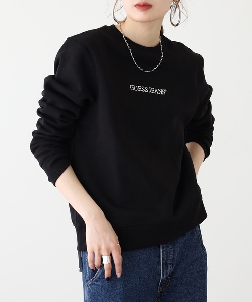GUESS JEANS(ゲスジーンズ)の「GUESS JEANS GJ CN REG LOGO EMB SWEAT ゲス スウェット 長袖 ロゴ(スウェット・レディース・グレー/ブラック・M/S/XS)」の5枚目の写真