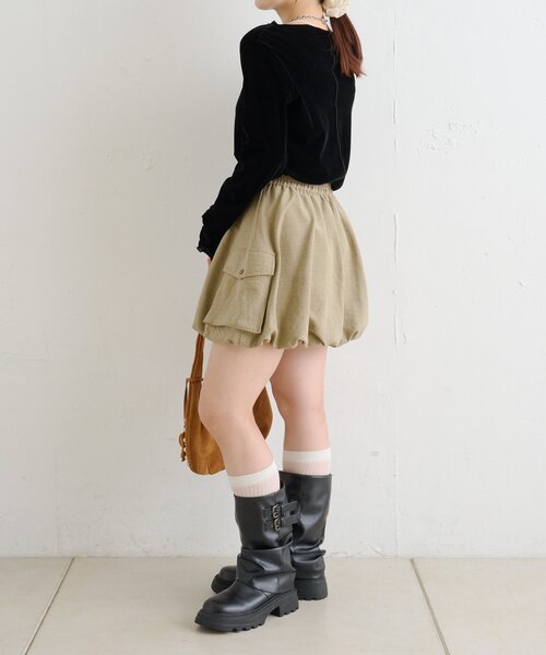 w closet（ダブルクローゼット）の「ベロアメロウトップス（Tシャツ/カットソー・レディース・ブラック/アイボリー/チャコールグレー/ピンク/ブラウン・FREE）」の9枚目の写真