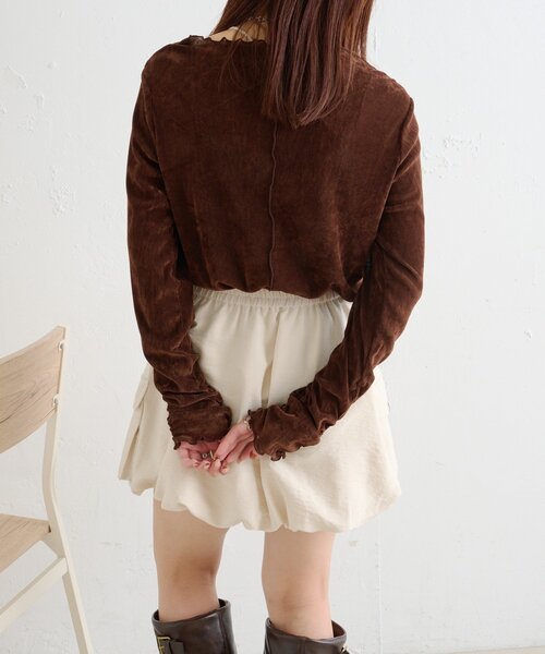 w closet（ダブルクローゼット）の「ベロアメロウトップス（Tシャツ/カットソー・レディース・ブラック/アイボリー/チャコールグレー/ピンク/ブラウン・FREE）」の19枚目の写真