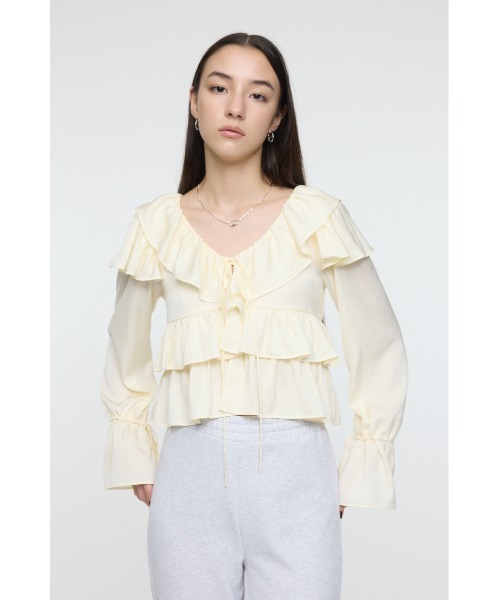 MOUSSY(マウジー)の「PETAL ブラウス(シャツ/ブラウス・レディース・ブラック/アイボリー/オレンジ系その他・FREE)」の7枚目の写真