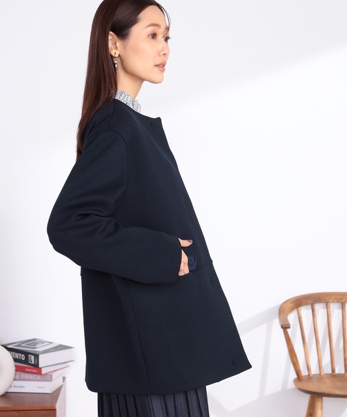 GALLORIA（ギャローリア）の「ダンボール　ノーカラーコート（ノーカラーコート・レディース・ネイビー/シルバーグレー・S/M/L/LL）」の7枚目の写真
