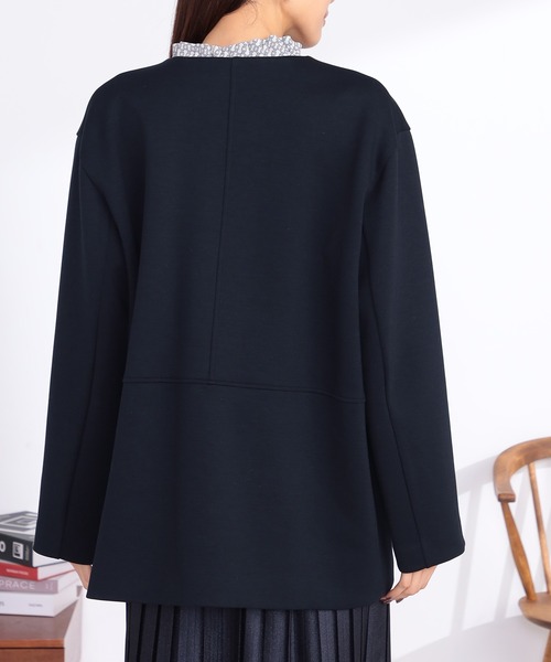 GALLORIA（ギャローリア）の「ダンボール　ノーカラーコート（ノーカラーコート・レディース・ネイビー/シルバーグレー・S/M/L/LL）」の8枚目の写真