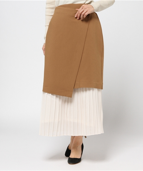 OSMOSIS（オズモーシス）の「rsk627-ﾚｲﾔｰﾄﾞﾗｯﾌﾟｽｶｰﾄ（スカート・レディース・ブラック/グレー/キャメル・FREE）」の3枚目の写真