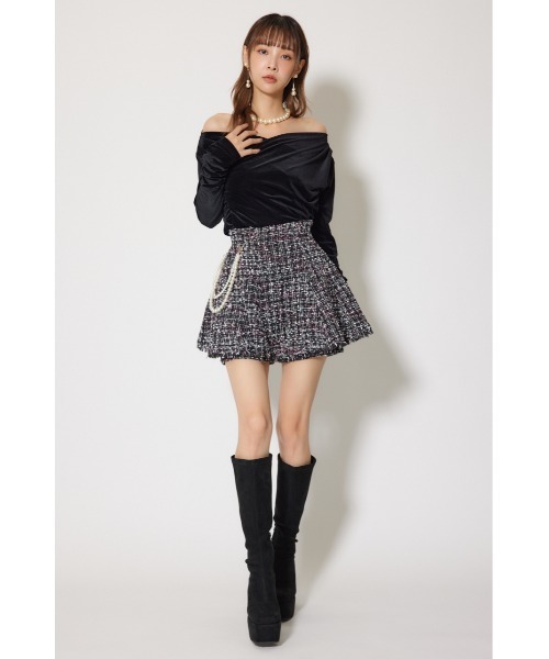 rienda(リエンダ)の「ツイードフレアスコートショートパンツ 秋服 冬服(スカート・レディース・ブラック系その他/ブラック/ベージュ・SMALL/X-SMALL/MEDIUM)」の4枚目の写真