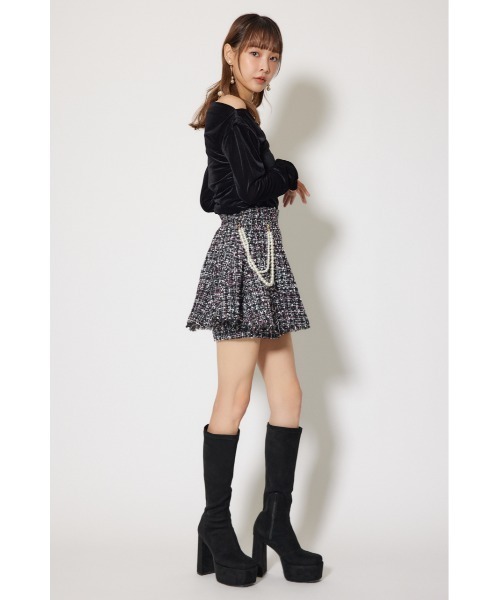 rienda(リエンダ)の「ツイードフレアスコートショートパンツ 秋服 冬服(スカート・レディース・ブラック系その他/ブラック/ベージュ・SMALL/X-SMALL/MEDIUM)」の5枚目の写真