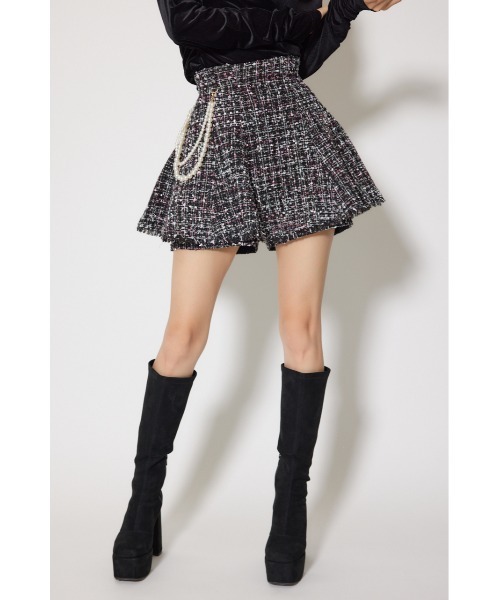 rienda(リエンダ)の「ツイードフレアスコートショートパンツ 秋服 冬服(スカート・レディース・ブラック系その他/ブラック/ベージュ・SMALL/X-SMALL/MEDIUM)」の6枚目の写真