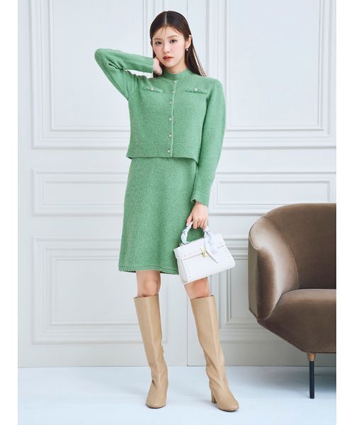 CELFORD(セルフォード)の「スパークルミニニットワンピースセット(ワンピース・レディース・オフホワイト/グリーン・38/36)」の2枚目の写真