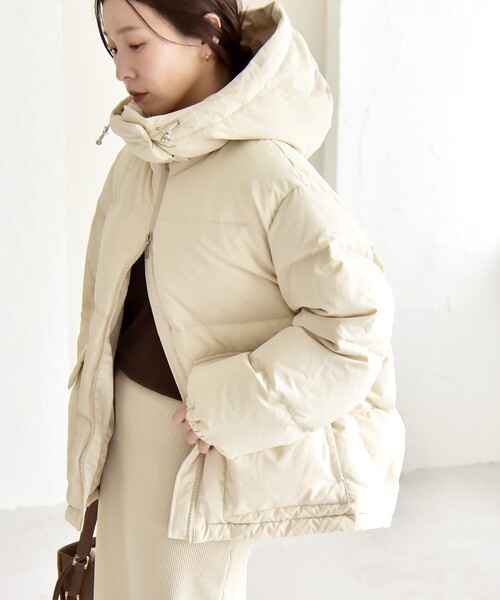 セール】quaranciel: フーディー & ハイネック 2way ショート ダウン