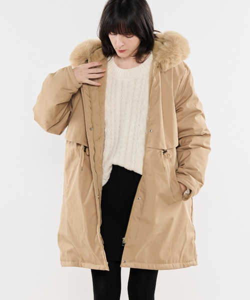 フェイクファー付きミドルコート（モッズコート）｜Shelly island