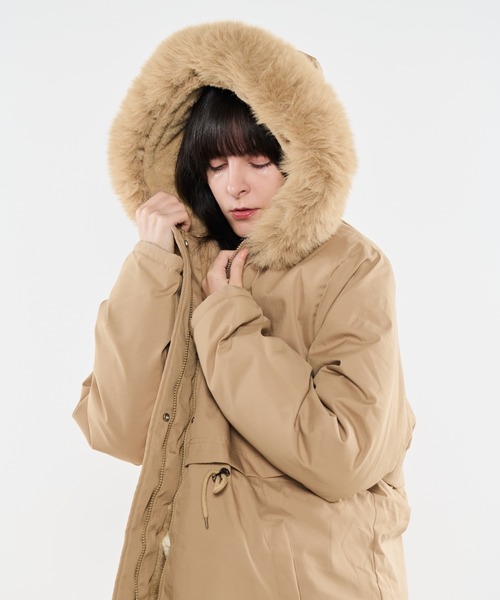 フェイクファー付きミドルコート（モッズコート）｜Shelly island