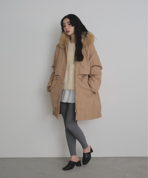 フェイクファー付きミドルコート（モッズコート）｜Shelly island