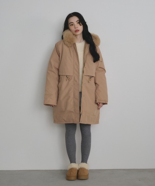 セール】フェイクファー付きミドルコート（モッズコート）｜Shelly