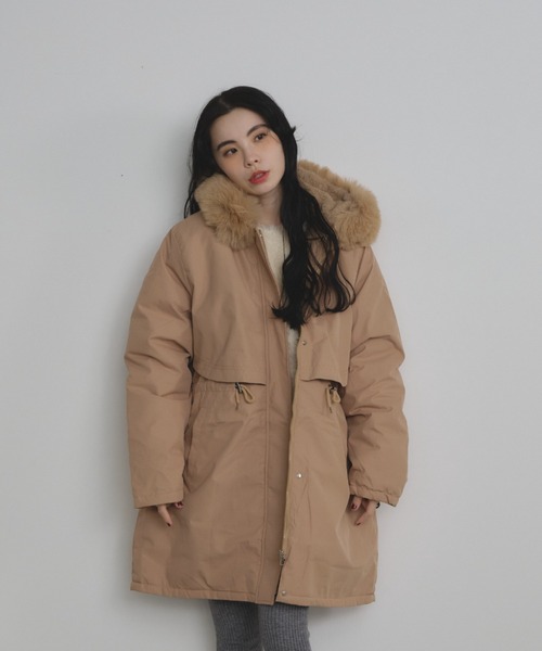 フェイクファー付きミドルコート（モッズコート）｜Shelly island