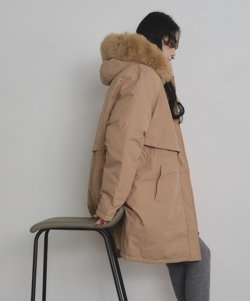 セール】フェイクファー付きミドルコート（モッズコート）｜Shelly