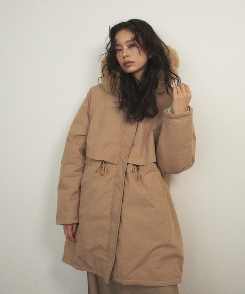 Shelly island（シェリーアイランド）の「フェイクファー付きミドルコート（モッズコート・レディース・ベージュ/ブラック・FREE）」の10枚目の写真