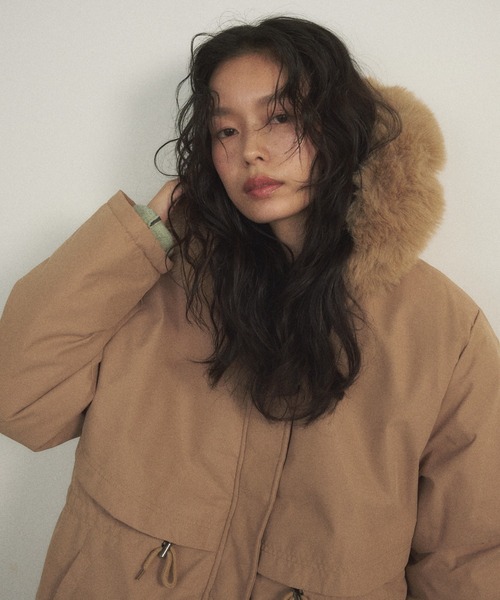 フェイクファー付きミドルコート（モッズコート）｜Shelly island