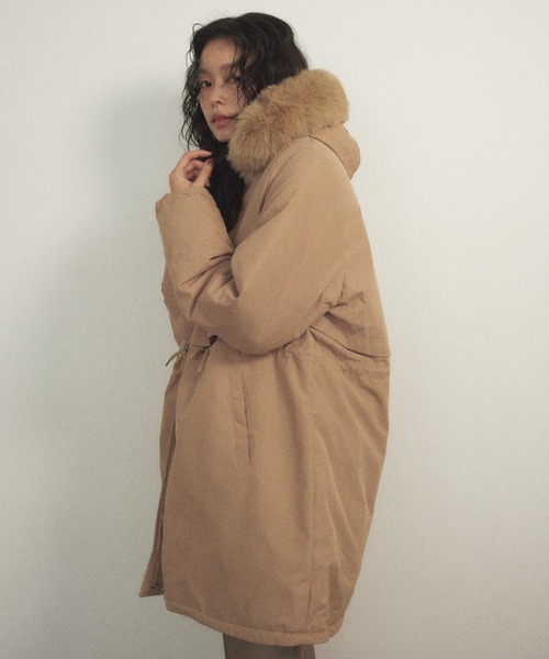 Shelly island（シェリーアイランド）の「フェイクファー付きミドルコート（モッズコート・レディース・ベージュ/ブラック・FREE）」の12枚目の写真