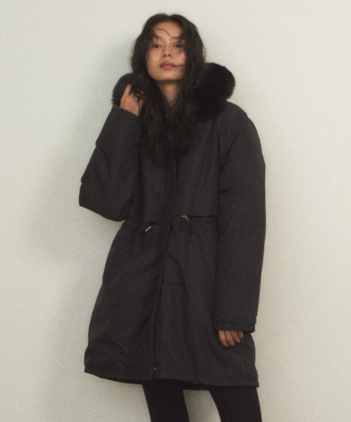 フェイクファー付きミドルコート（モッズコート）｜Shelly island