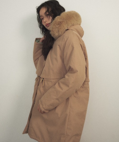 ファー付きモッズコート フェリーグランジ 亜熱帯 フェイクファー付き