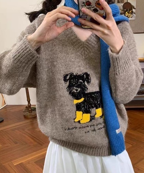 セール】犬柄ニットトップス（ニット/セーター）｜Achic（アシック）の