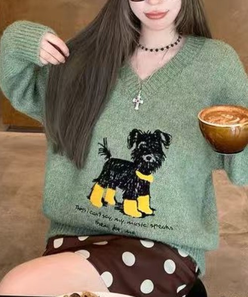 セール】犬柄ニットトップス（ニット/セーター）｜Achic（アシック）の