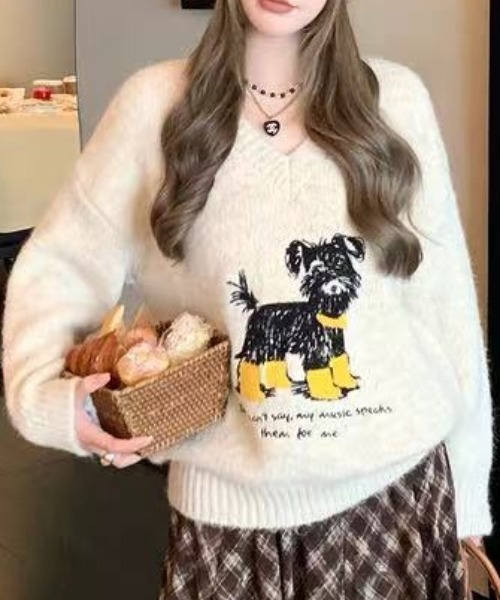 セール】犬柄ニットトップス（ニット/セーター）｜Achic（アシック）の
