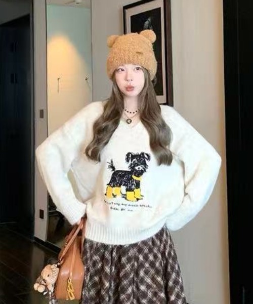 セール】犬柄ニットトップス（ニット/セーター）｜Achic（アシック）の