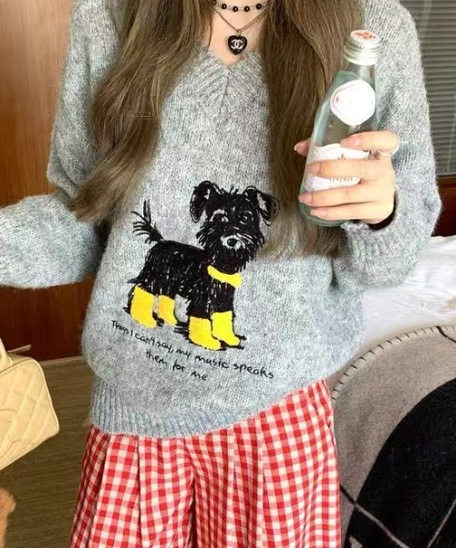 セール】犬柄ニットトップス（ニット/セーター）｜Achic（アシック）の