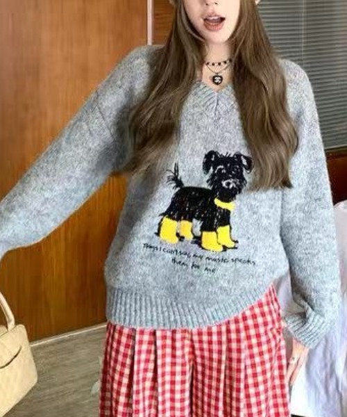 セール】犬柄ニットトップス（ニット/セーター）｜Achic（アシック）の