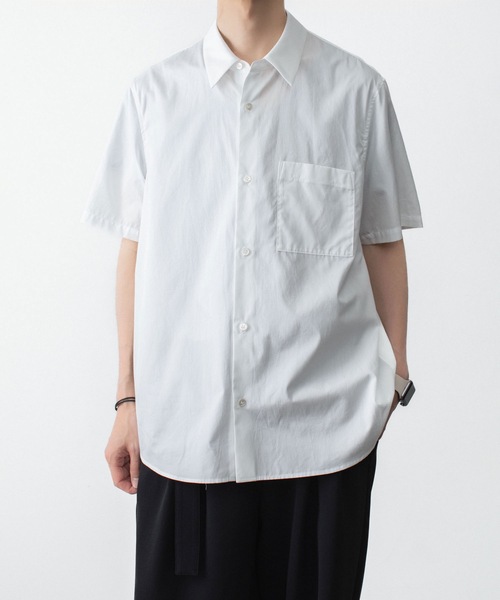 ATTACHMENT(アタッチメント)の「140/2 ギザブロード S/S SHIRT / 140/2 GIZA BROAD S/S SHIRT(シャツ/ブラウス・メンズ・ブラック/ホワイト/ライトオレンジ系・2/1/3/4)」の1枚目の写真