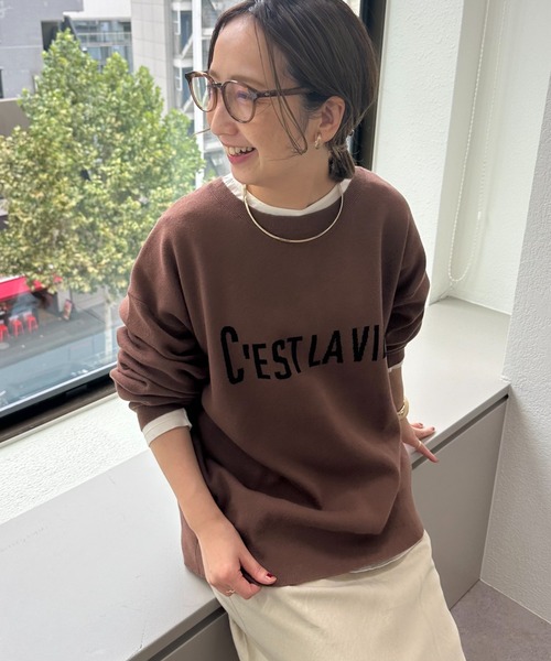 PUAL CE CIN(ピュアルセシン)の「【@sein___000企画】ジャガードロゴ2WAYニットプルオーバー(ニット/セーター・レディース・グレー/ブラウン/ベージュ・FREE)」の1枚目の写真