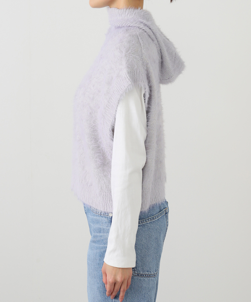 SAYAKADAVIS(サヤカディヴィス)の「SAYAKA DAVIS SHAGGY HOODIE VEST VKT65-WS:ニットベスト(ベスト・レディース・グレー・X-SMALL)」の6枚目の写真