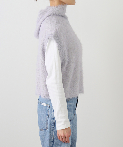 SAYAKADAVIS(サヤカディヴィス)の「SAYAKA DAVIS SHAGGY HOODIE VEST VKT65-WS:ニットベスト(ベスト・レディース・グレー・X-SMALL)」の8枚目の写真