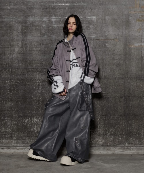 ERAR】オーバーサイズショート丈ハートロゴゲームニットポロシャツ