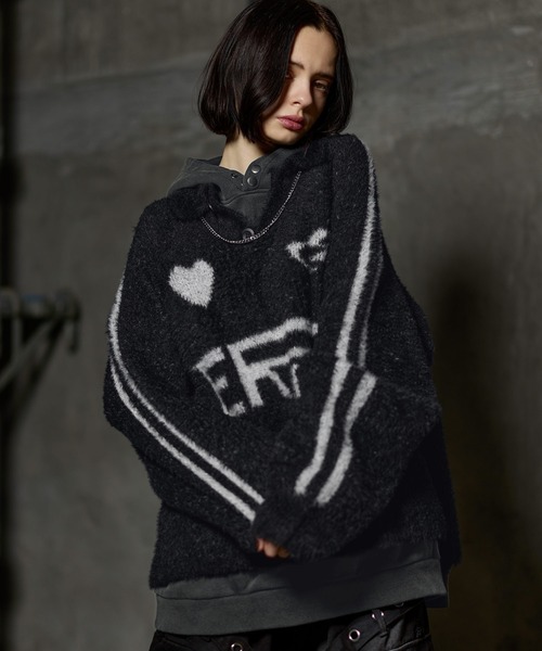 ERAR オーバーサイズショート丈ハートロゴゲームニットポロシャツ ERAR】オーバーサイズショート丈ハートロゴゲームニットポロシャツ