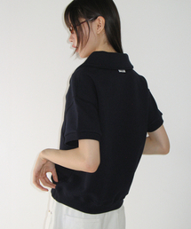 BUTTONED COLLAR HALF T SHIRT NAVY