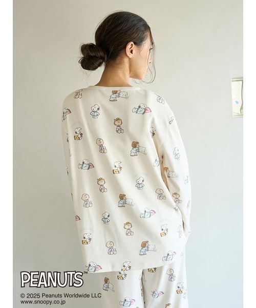 セール】【PEANUTS】オリジナルアート 総柄プルオーバー（ルームウェア