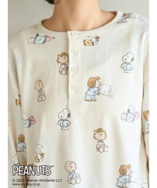 セール】【PEANUTS】オリジナルアート 総柄プルオーバー（ルームウェア