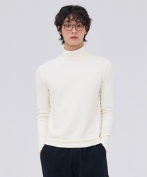 共用エッセンシャルタートルネック長袖起毛Tシャツ-アイボリー
