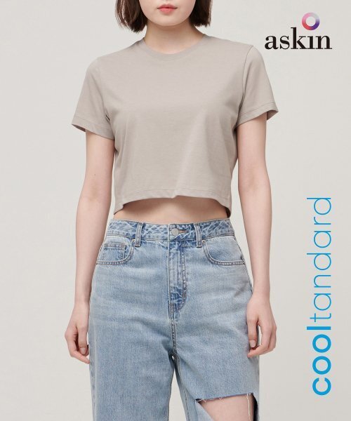 MUSINSA STANDARD WOMAN（ムシンサスタンダードウーマン）の「[クールタンダード] ウィメンズ クルーネック クロップTシャツ [マッシュルーム]（Tシャツ/カットソー・レディース・その他・SMALL/MEDIUM/LARGE/X-SMALL/X-LARGE）」の5枚目の写真